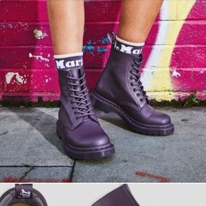 ISO  Dr. Martens 1460 Pascal MONO Purple Leather Boots size 8